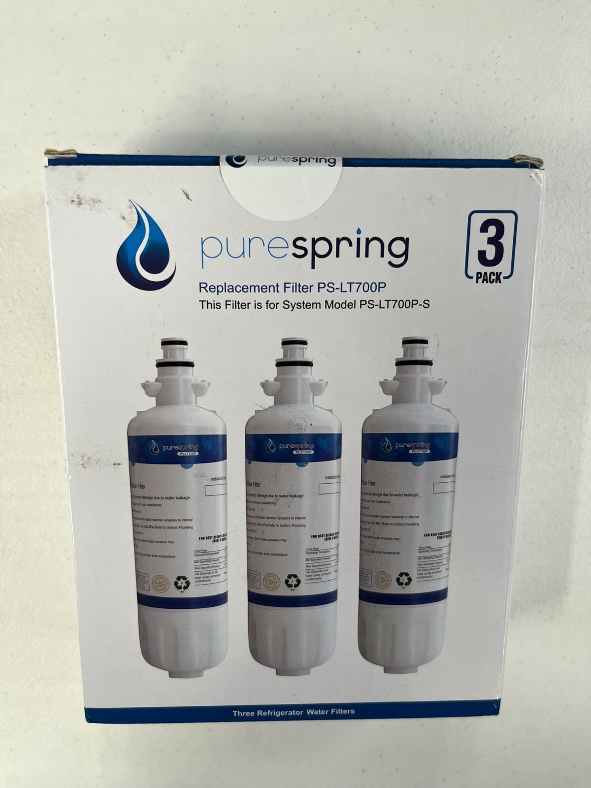 Pure Spring Filter PS-LT700P 3 Pack New and Sealed