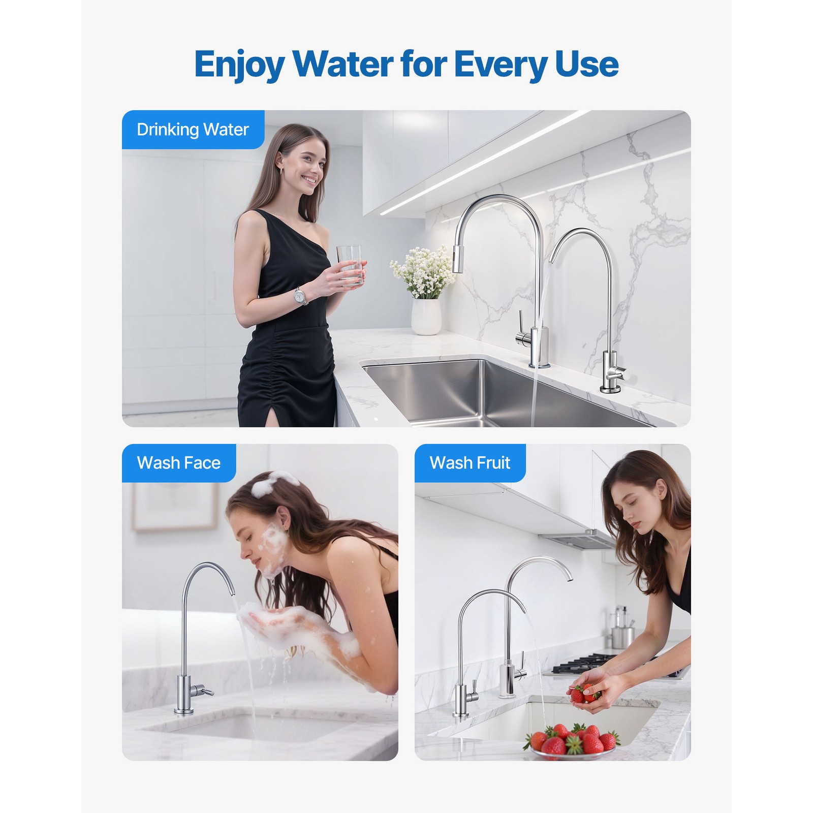 Uimoso Reverse Osmosis Lead-Free Drinking Water Faucet Tap Black/Gold/Silver