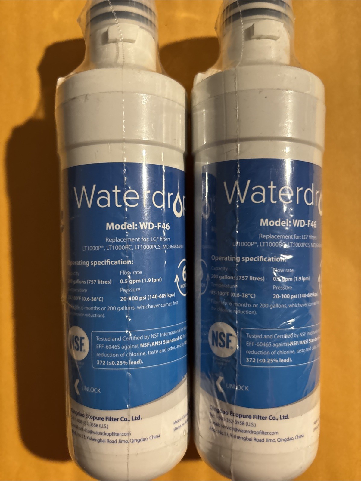 Quantity of 2: Waterdrop WD-F46 (Replacement for LT1000P) SEALED
