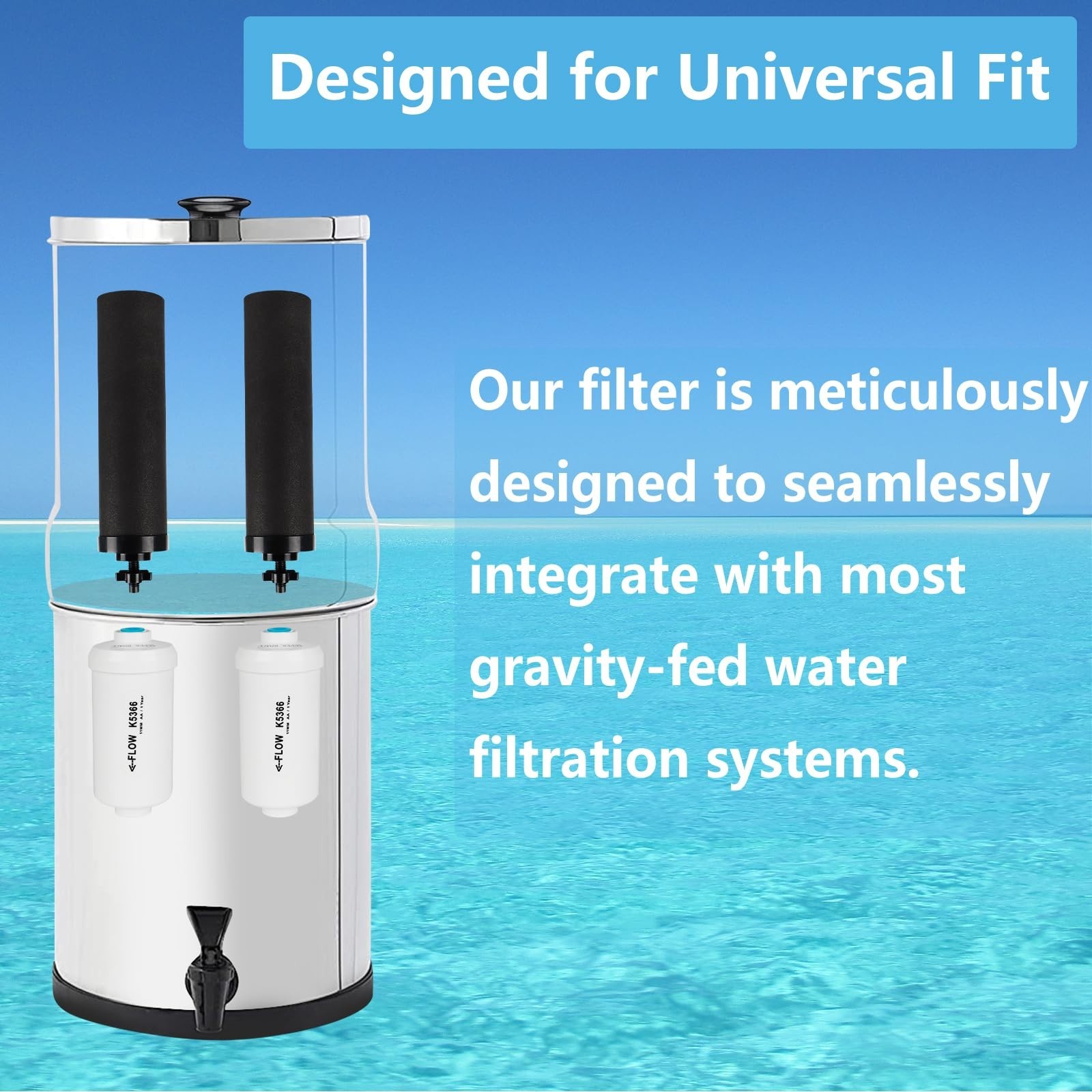 Gravity Water Filter Replacement Combo Pack – Black Carbon & Fluoride Filters, 4