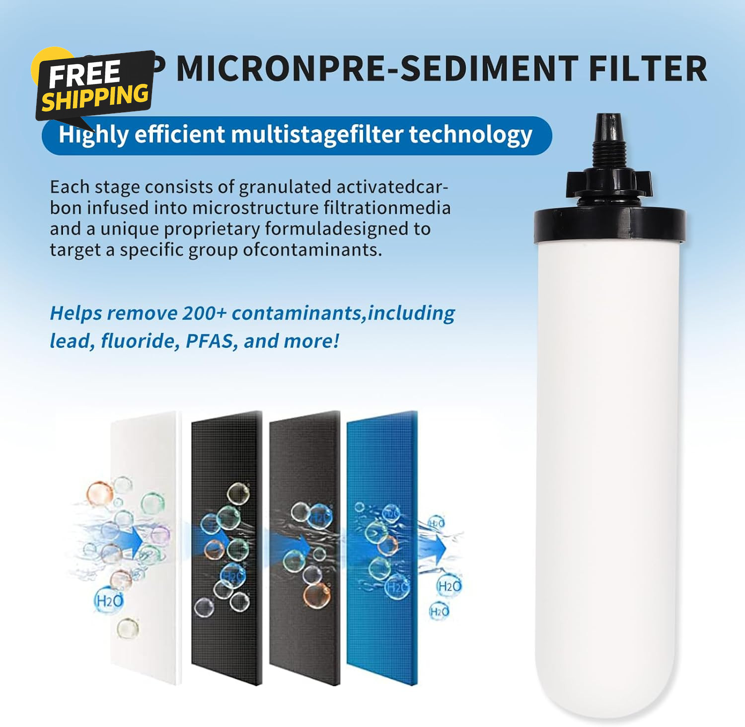 2 Pack 7» Ceramic Water Filter Candle,7 Inch Water Filter Replacement Filters