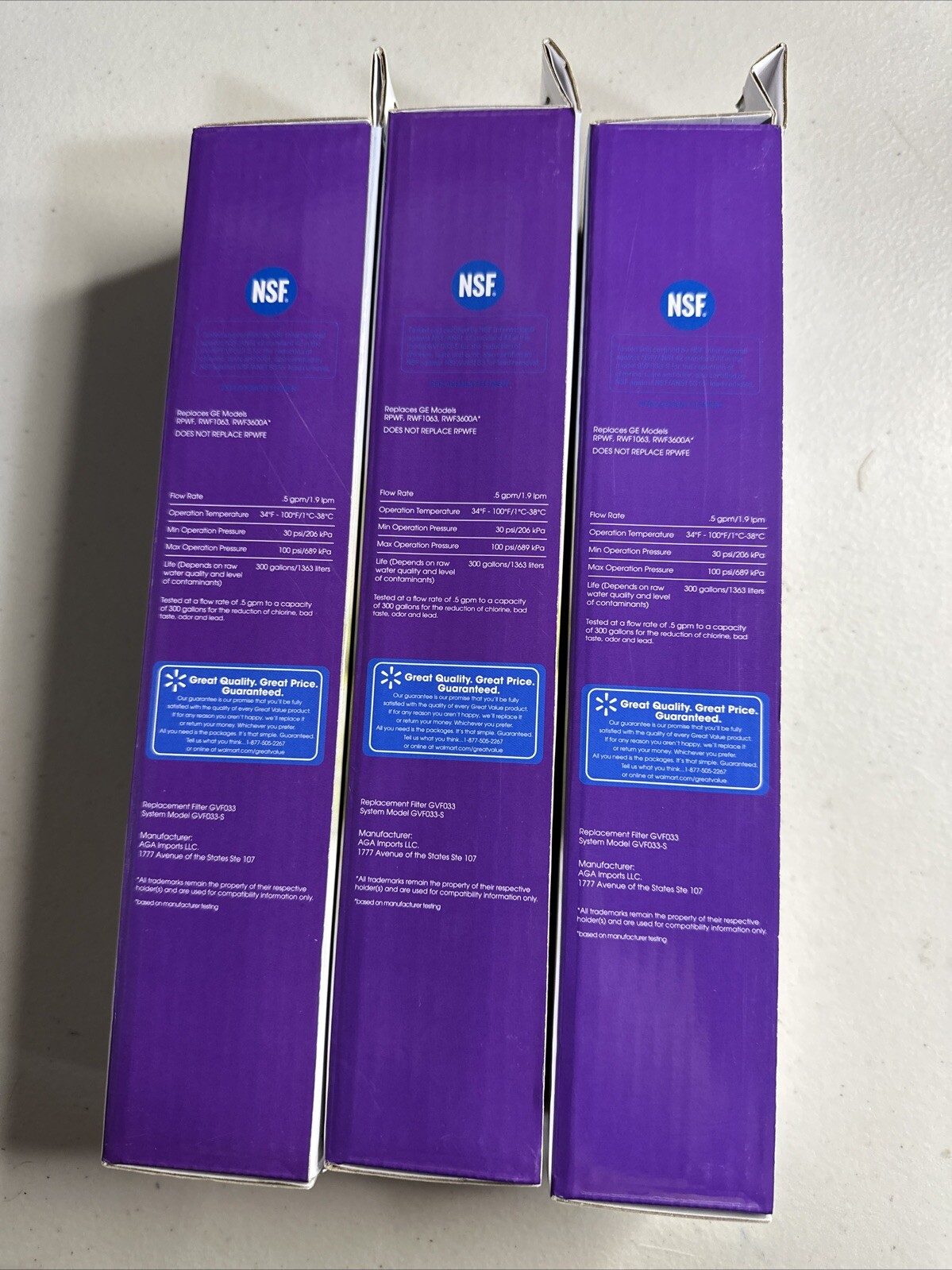 (3) Great Value Refrigerator Water Filter Replaces Ge Model RPWF 6months 300 gal