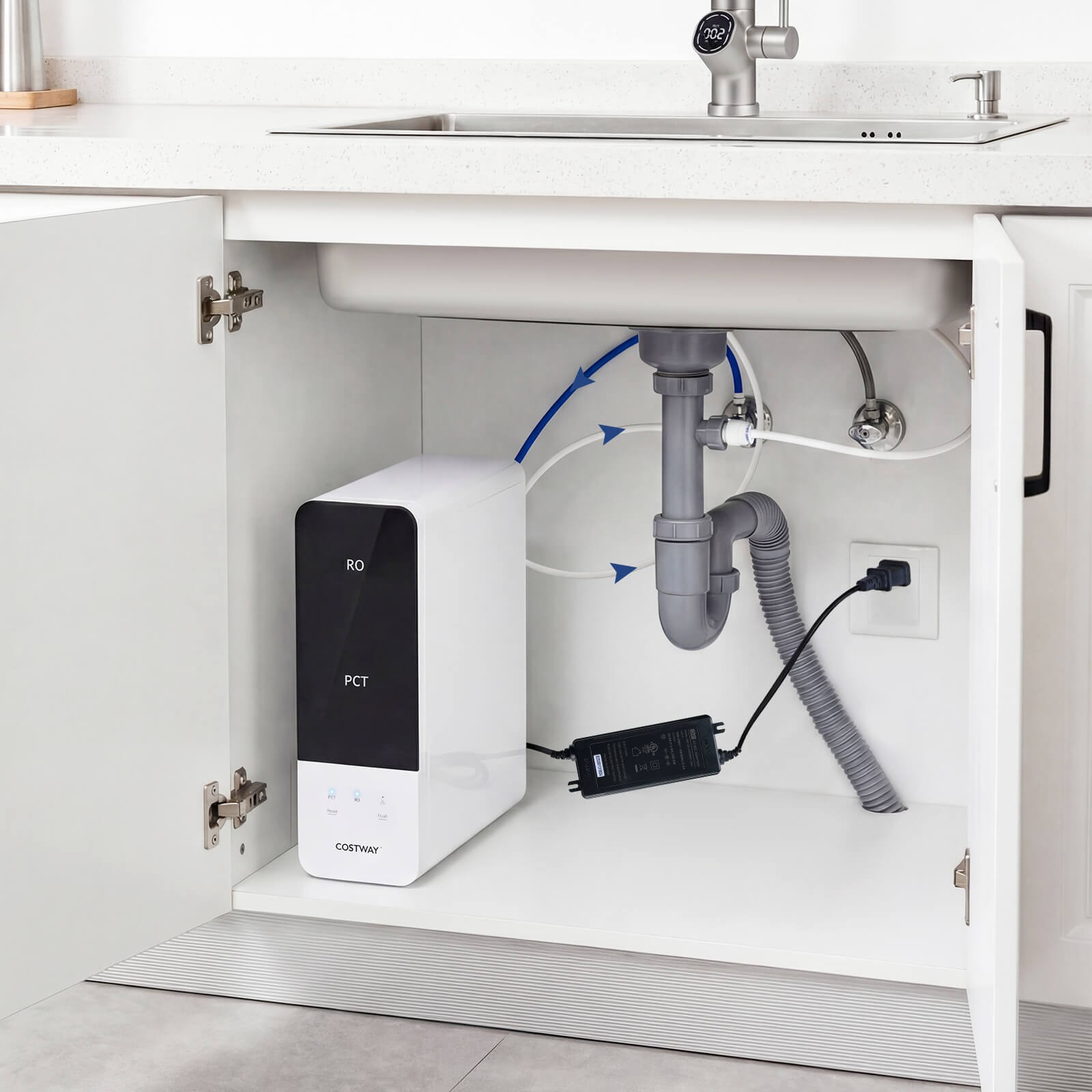 600 GPD Tankless Under-Sink RO System w/ 8-Stage Filtration & Smart LED Faucet