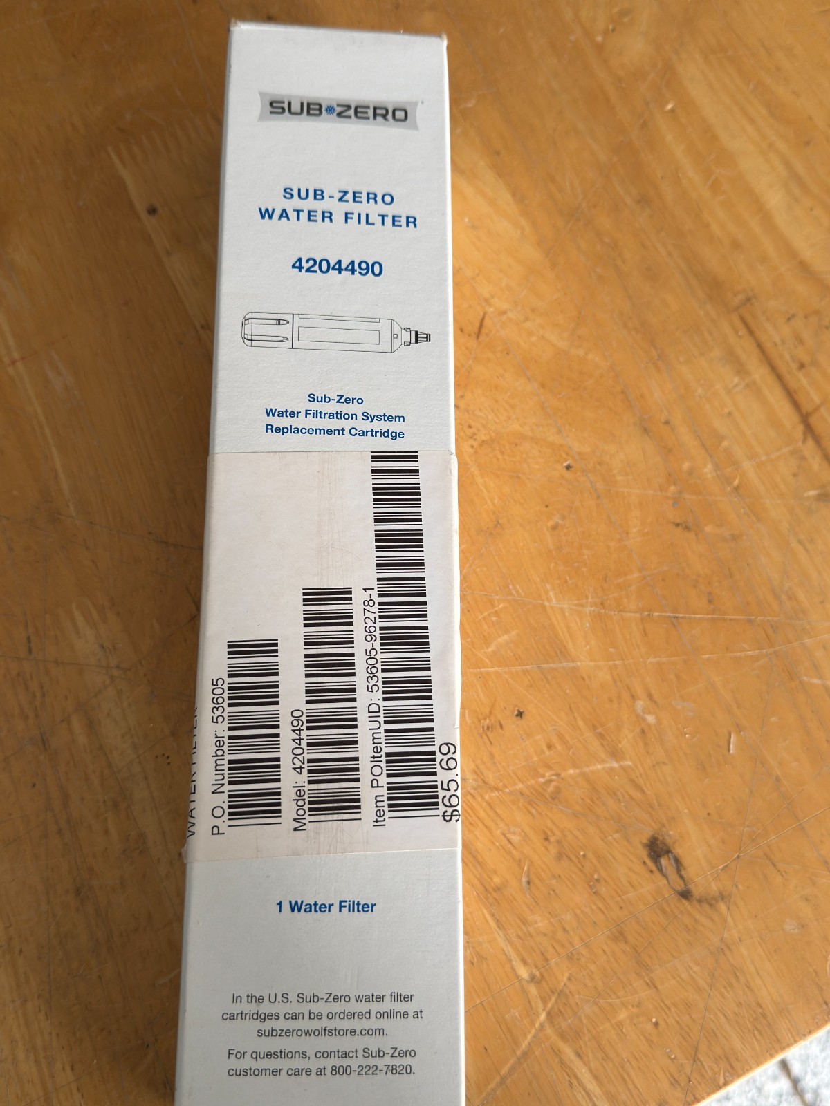 Sub-Zero 4204490 Replacement Water Filter for Built-In Refrigerators