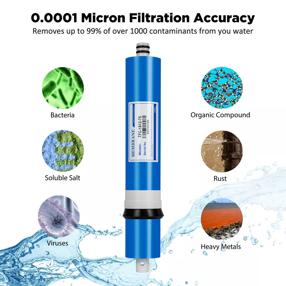 5 Stage Reverse Osmosis System Water Filter with 75GPD RO Membrane 5-Pack Set US