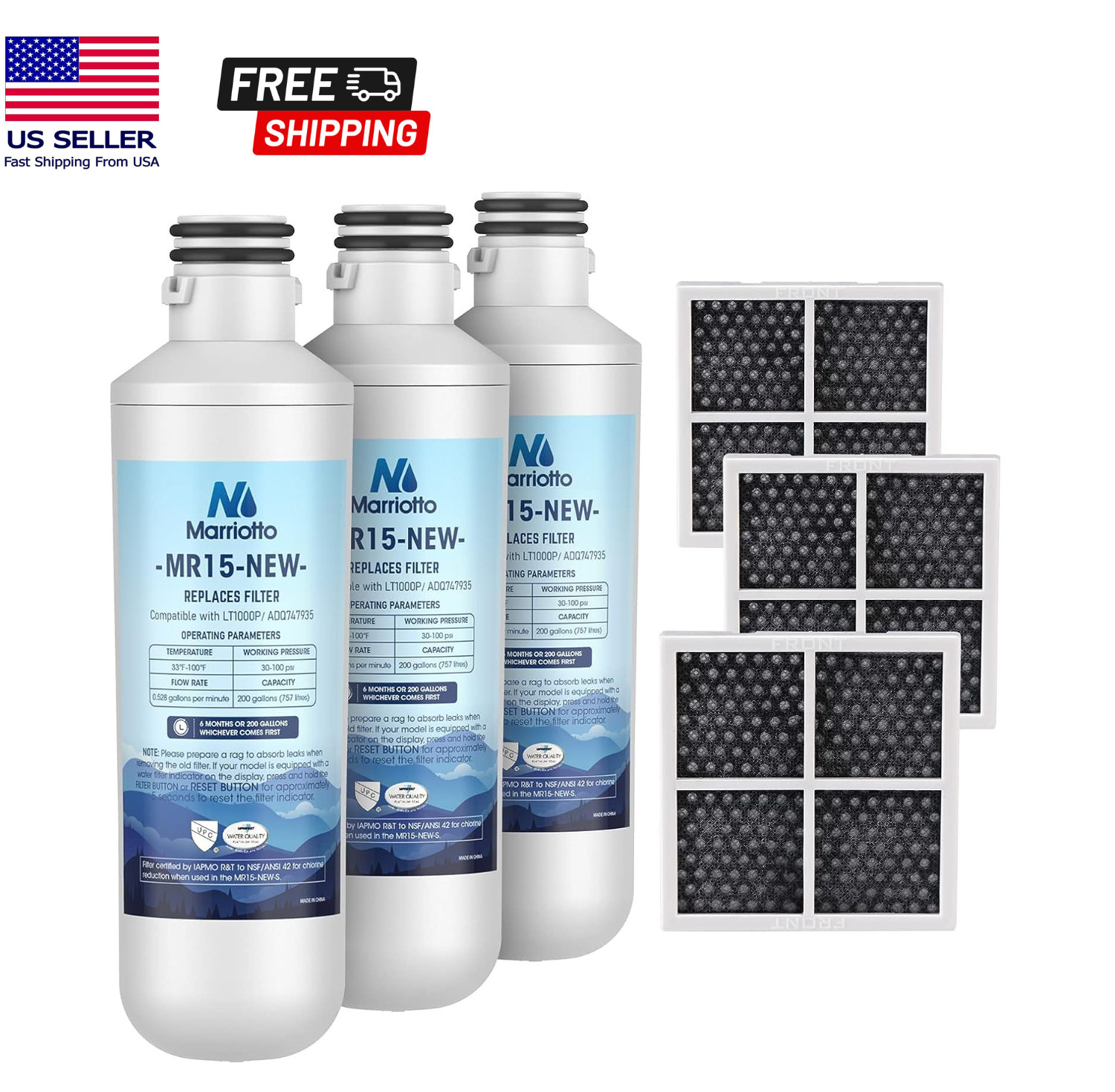 MARRIOTTO Water Filter LT1000PC Replacement for Refrigerator LT120F Air Filter