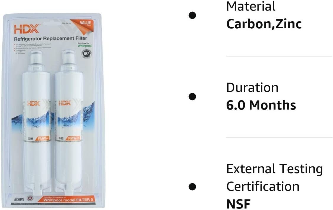 HDX FMW-2 Replacement Water Filter / Purifier for Whirlpool Refrigerators-2pk