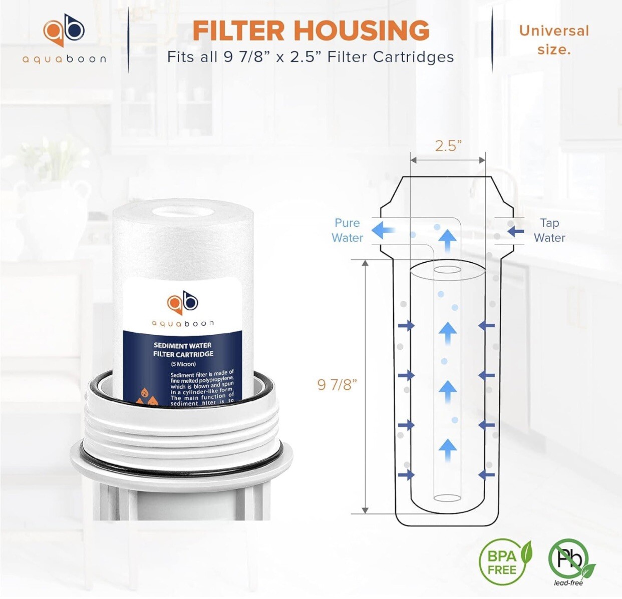(4) 5 Mic Sediment Water Filter Cartridges Standard Size 10×2.5″ by Aquaboon
