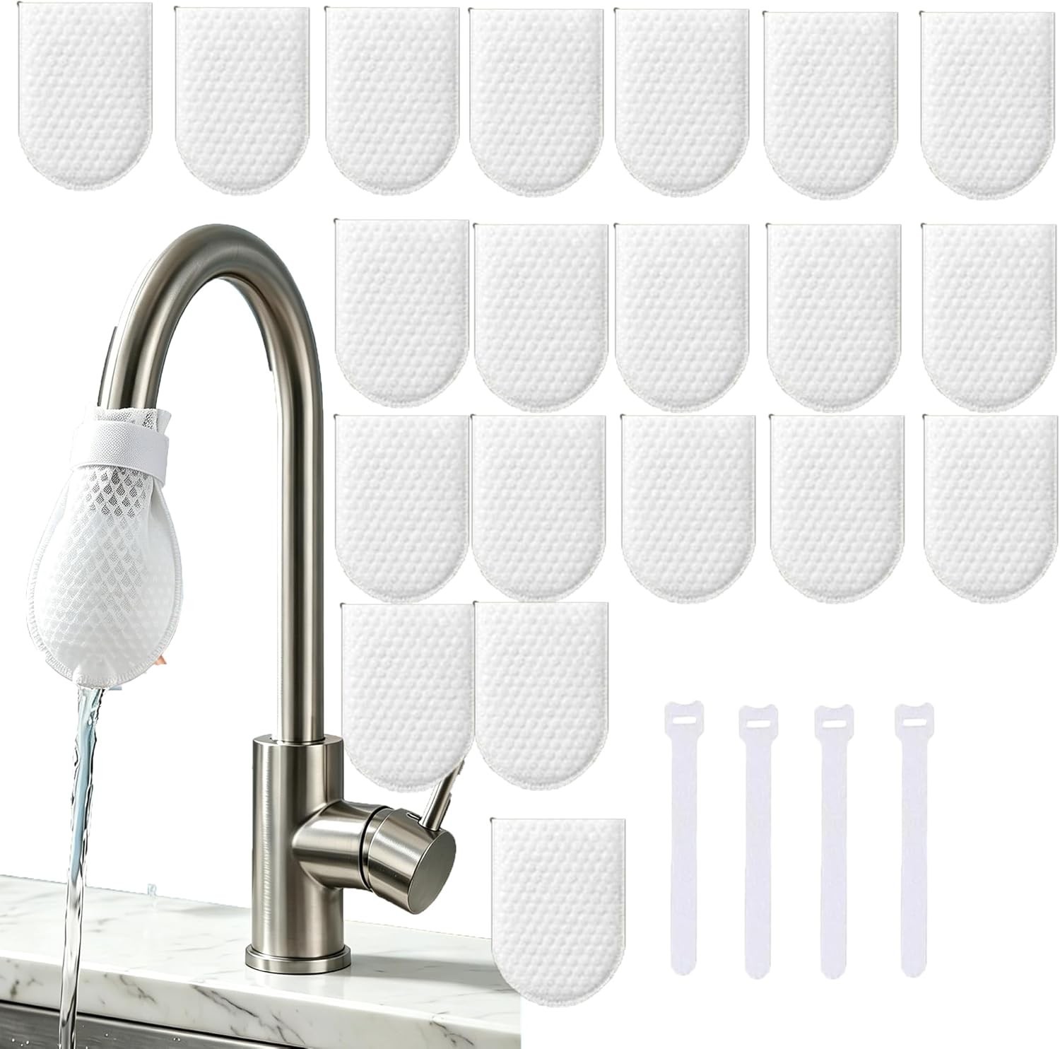 50Pcs Faucet Filter Cotton Bag, Faucet Filter Bag With 10 Straps