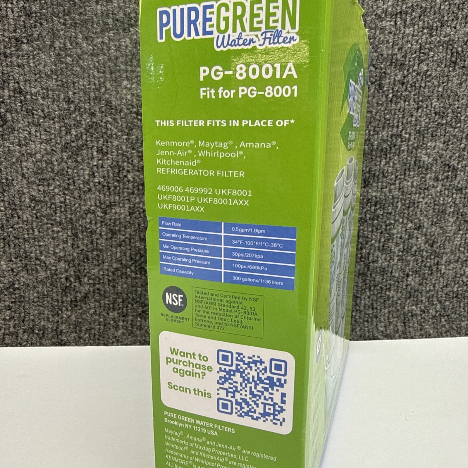 Pure Green Refrigerator Water Filter Lot 3 Pack PG-8001A Maytage Kenmore PG-8001