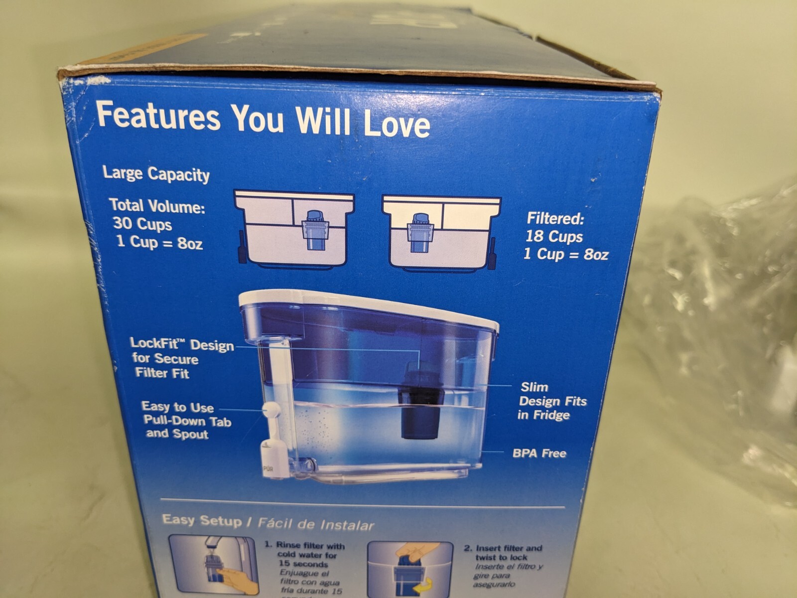 NEW PUR 30 Cup Water Dispenser Filtration System Blue/White DS1800Z (ZE)