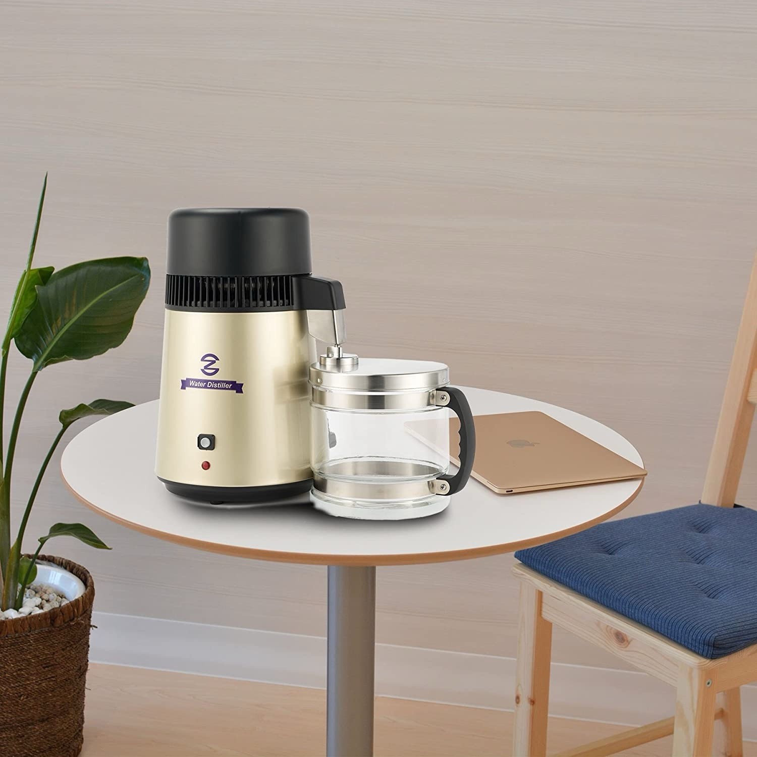 CO-Z 1.1 Gal Water Distiller 750W Glass & Stainless Steel Purifier Gold