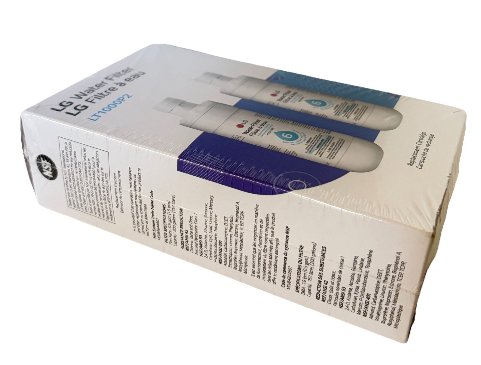 LG LT1000P2 Water Filter Replacement Cartridge 2 Pack OEM and SEALED
