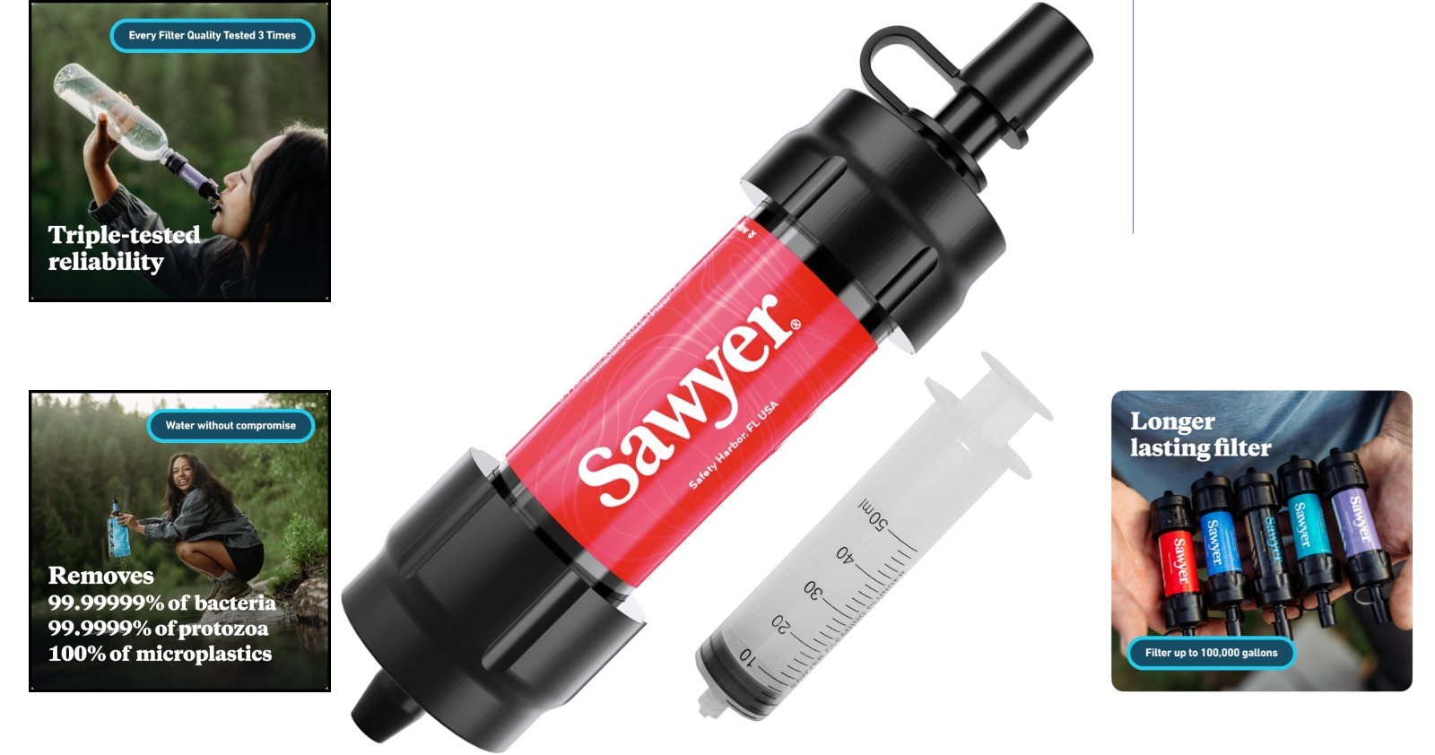 Lightweight Mini Water Filter – Purifies 99.99999% Bacteria & 100% Microplastics