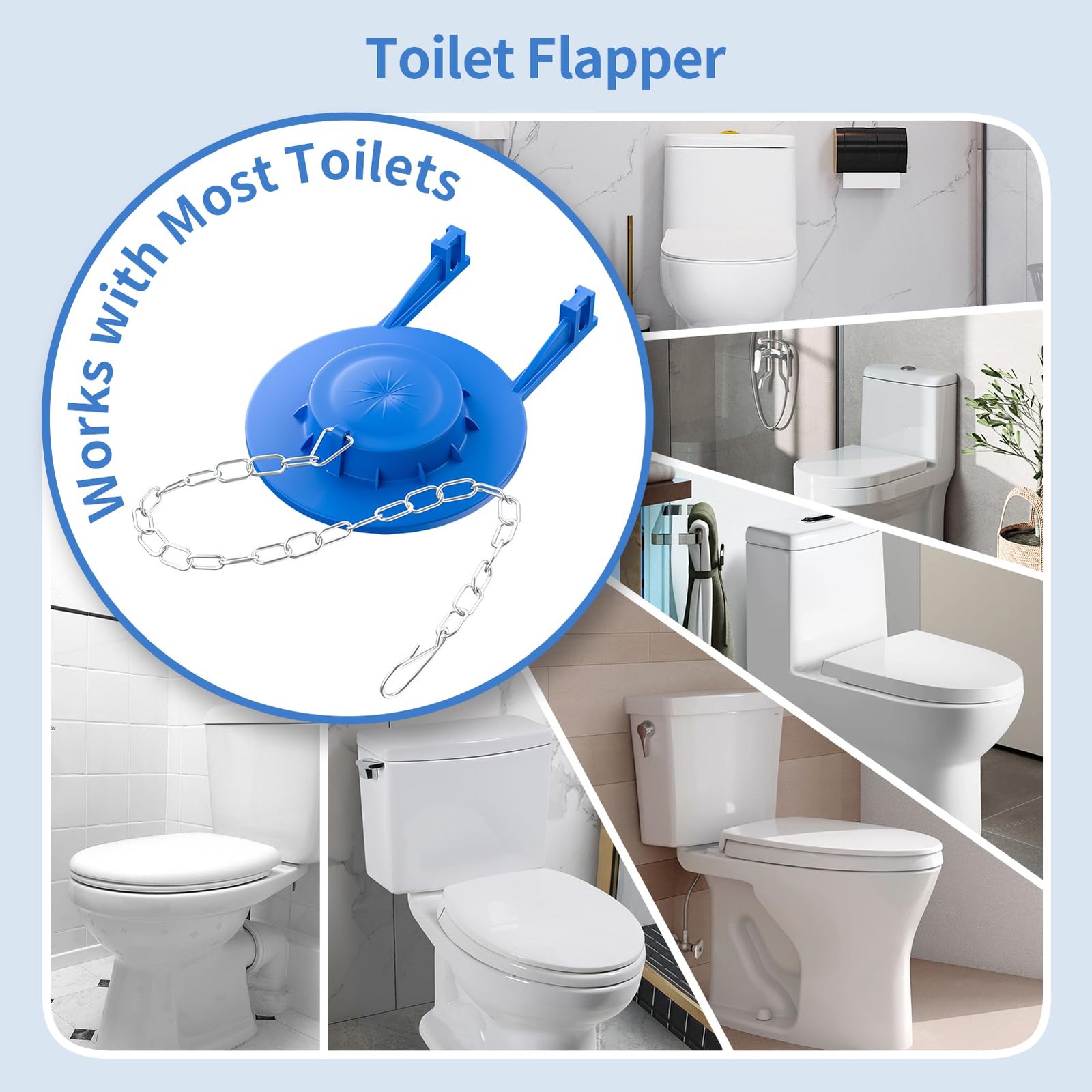 2 Pack Toilet Flapper Replacement Kit, 2 Inch Universal Toilet Tank Flapper F…
