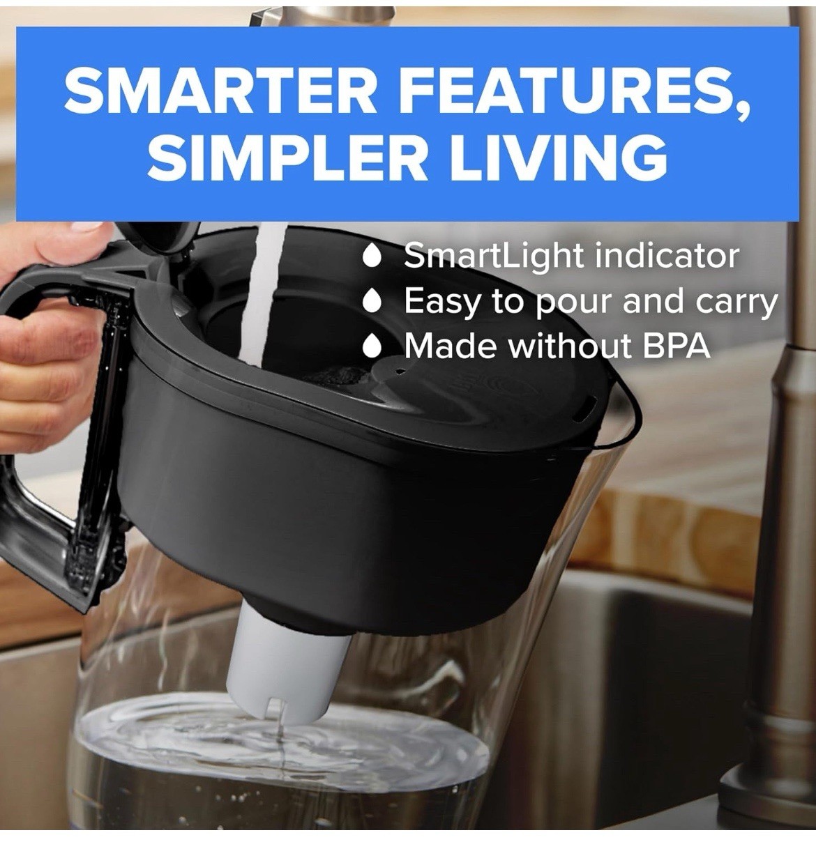 Brita Metro Water Filter Pitcher with SmartLight Change Indicator