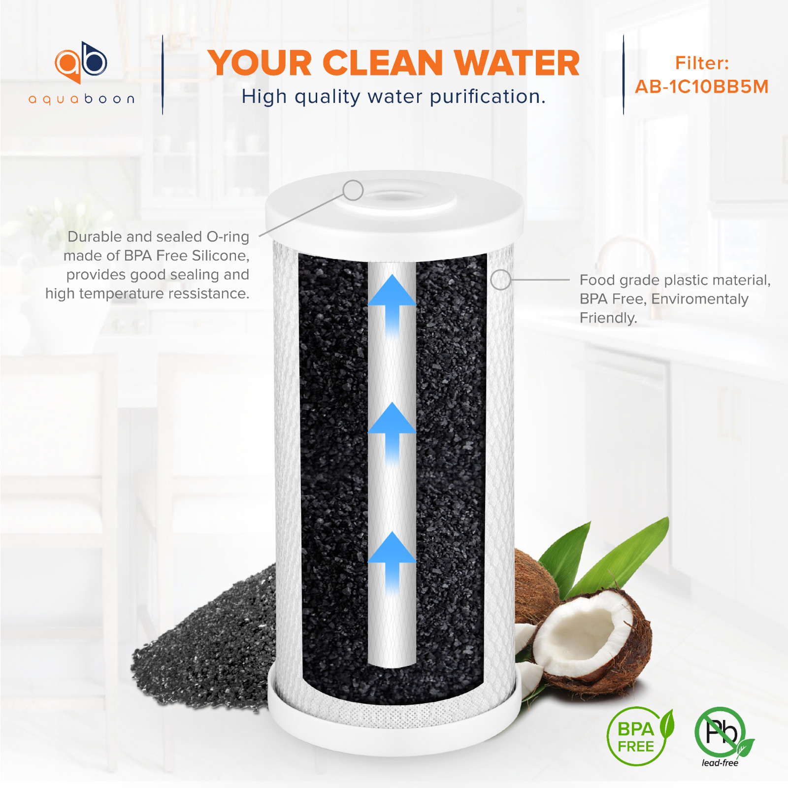 3 Stage Big Blue 10″ Whoe House System 1″ Port + Carbon Block+Sediment Filters