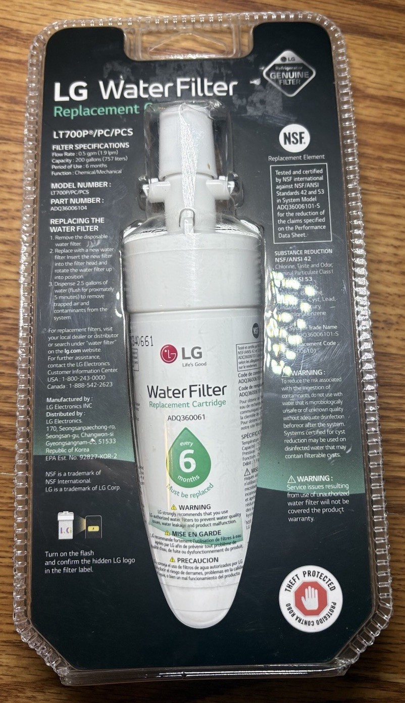 Genuine LG Water Filter Replacement Cartridge LT700P/PC/PCS New Damaged Package