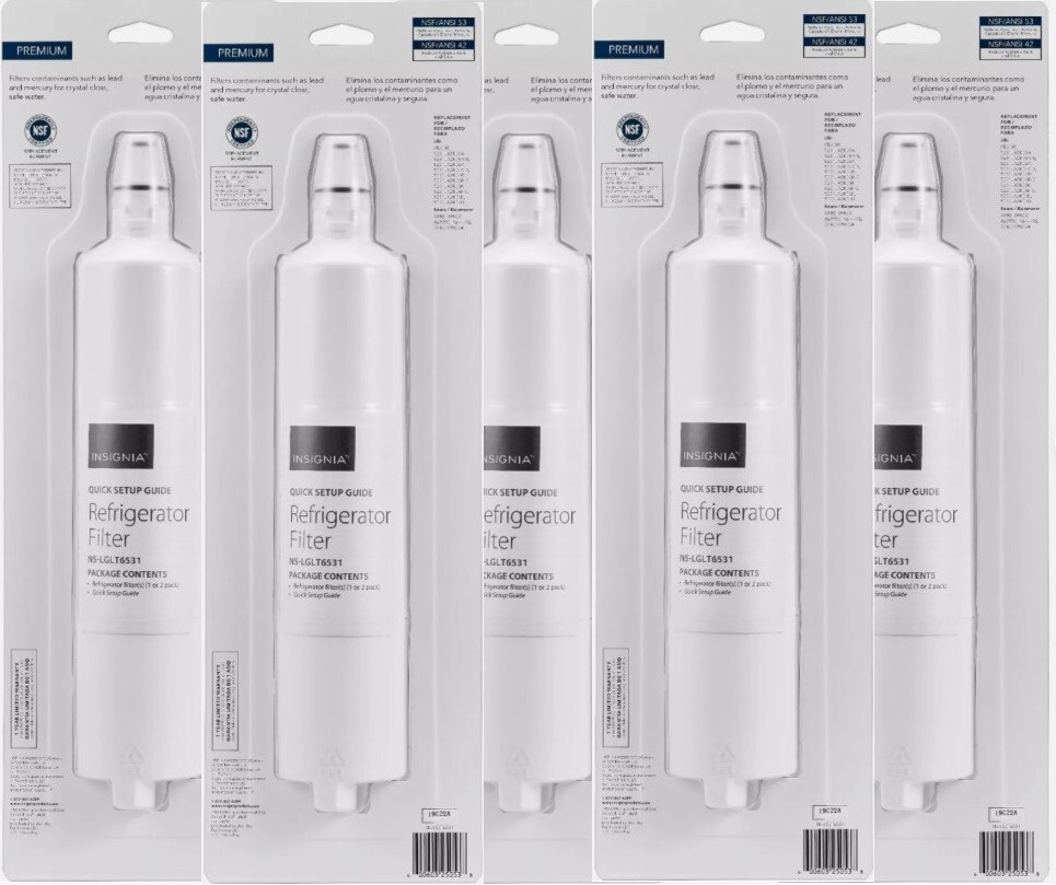 5-Pk Insignia NSF 53 Water Filter Replacement-LG Refrigerator LT600P 5231JA2005A