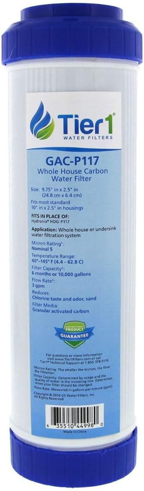 5 Micron 10 Inch X 2.5 Inch | Whole House Granular Activate Carbon Water Filter