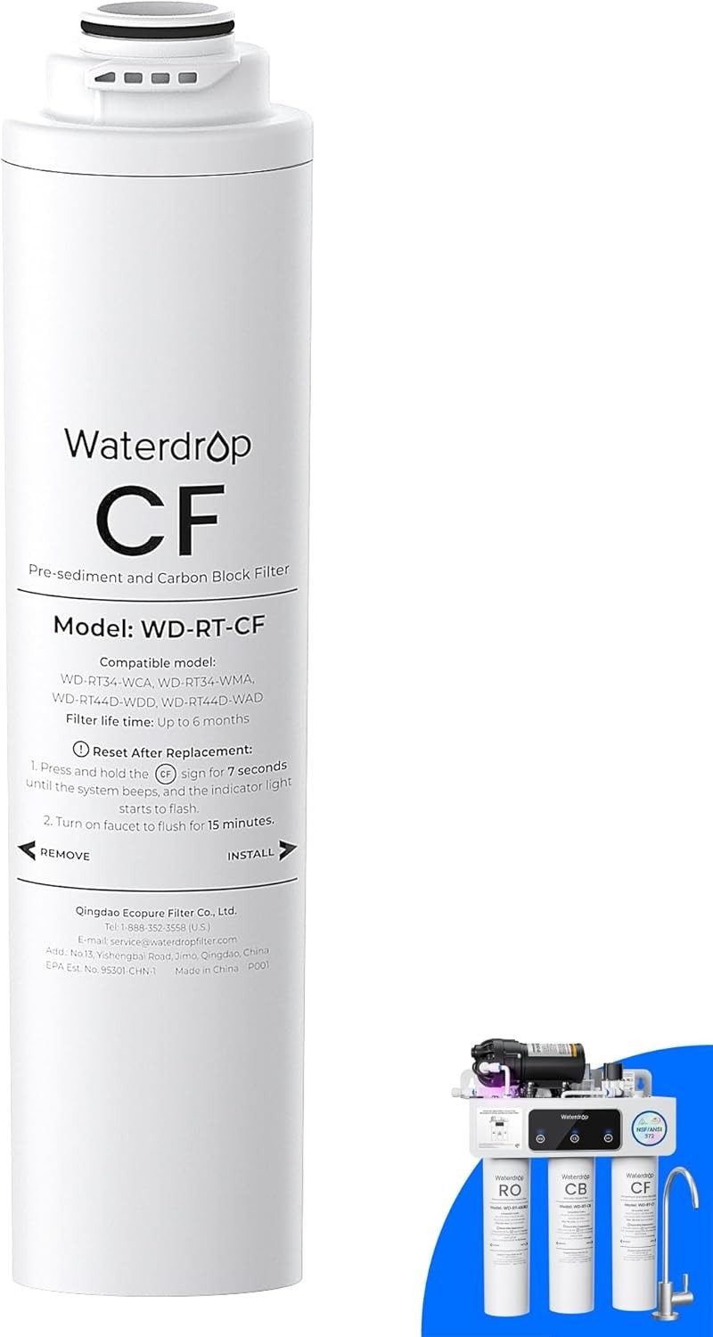 Waterdrop WD-RT-CF Filter, Replacement for WD-T3-T & WD-T3-C & WD-T3-M & WD-T4-A