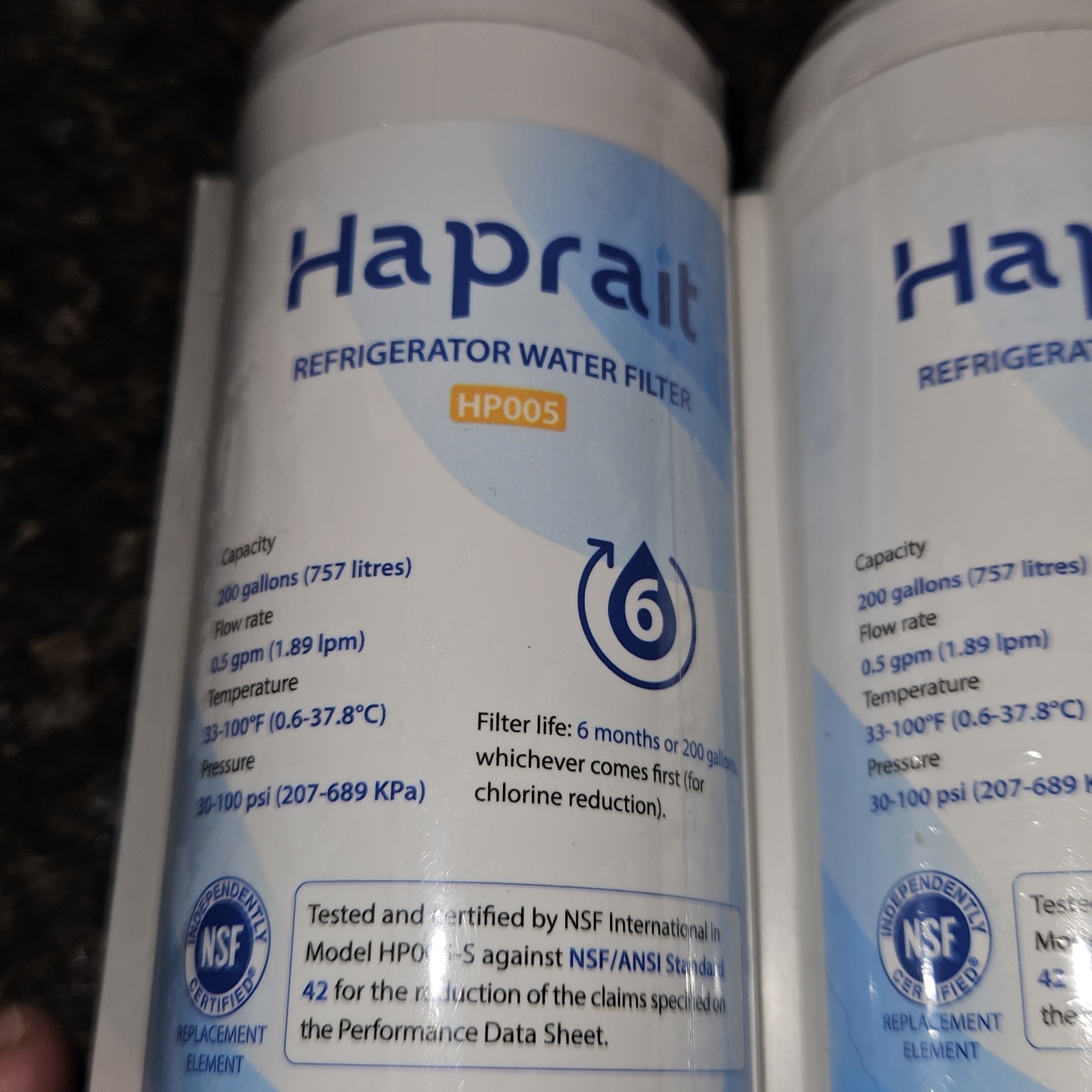 New 3 Pack Haprait Refrigerator Water Filter 200 gal HP005 💧 🧊
