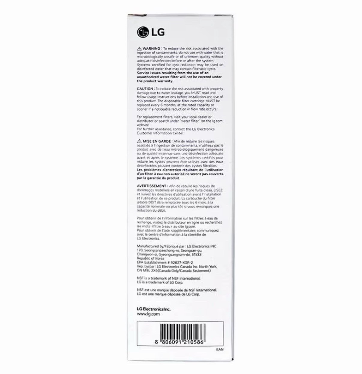 LG LT1000P – 6 Month / 200Gal Capacity Replacement Refrigerator Water Filter $49