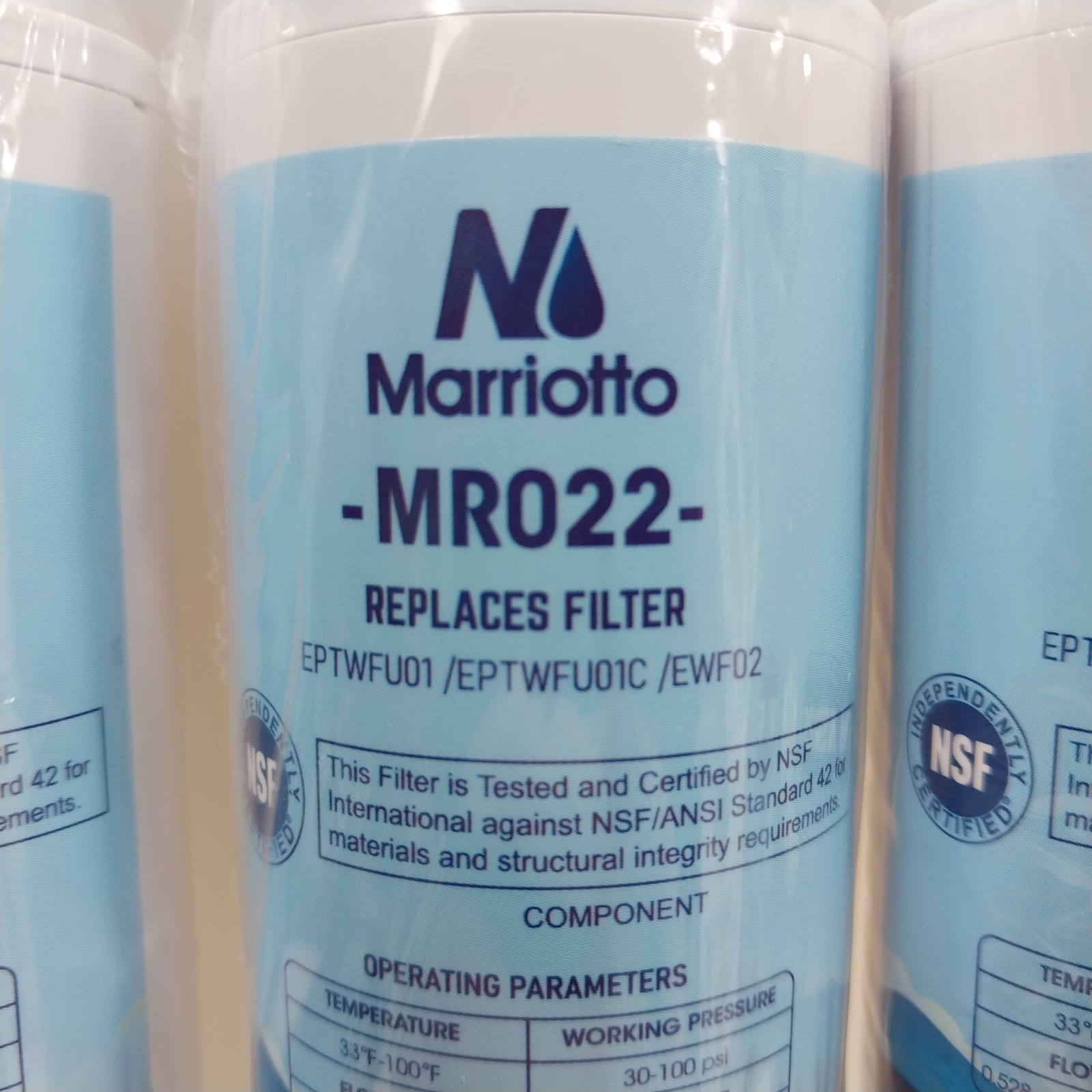 3x Marriotto MR022 Replacement Water Filters New Sealed