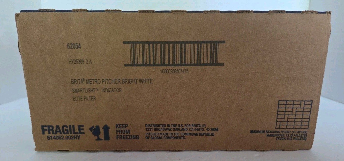 New Brita 6 Cup Metro Light Indicator Water Filtration Pitcher + 2 Elite Filters