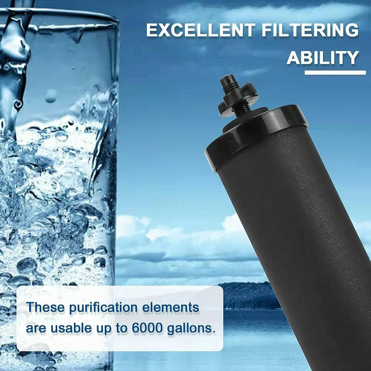 4 pcs Water Filters Replacement for Black Berkey BB9-2 Purification Elements NEW