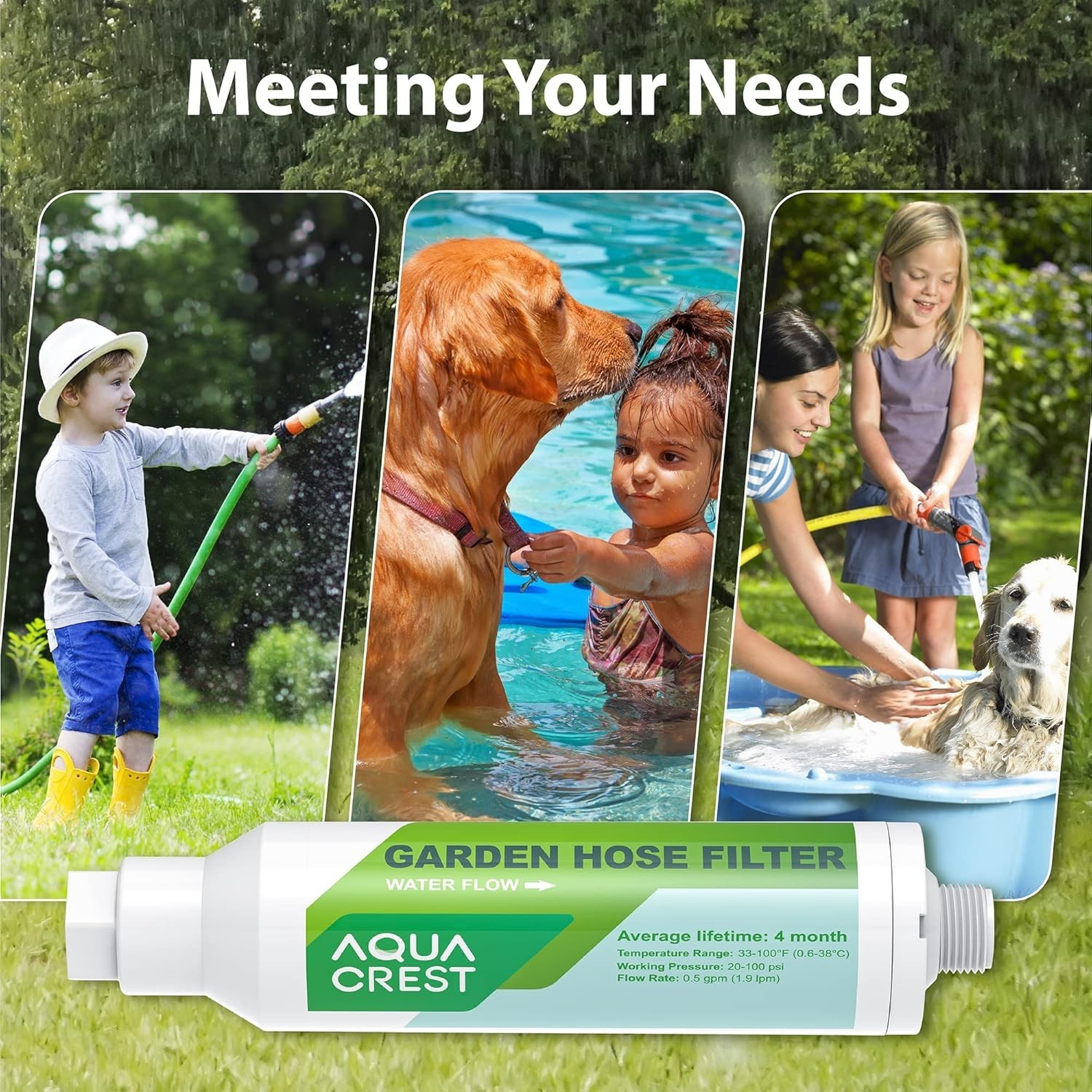 (2)Replacement for Mist Cooling System Garden Hose Water Filter by AQUA CREST