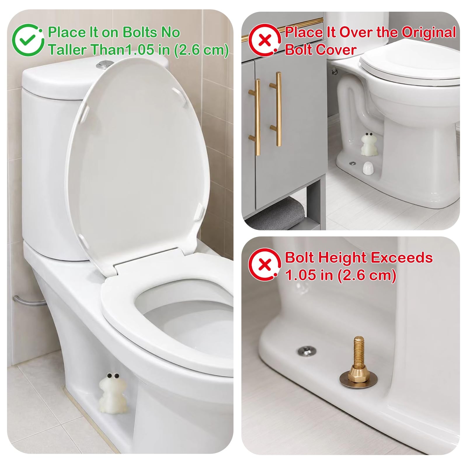 Frog Toilet Bolt Covers Decorative Glow in The Dark 2PCs Toilet Screw Caps Lu…