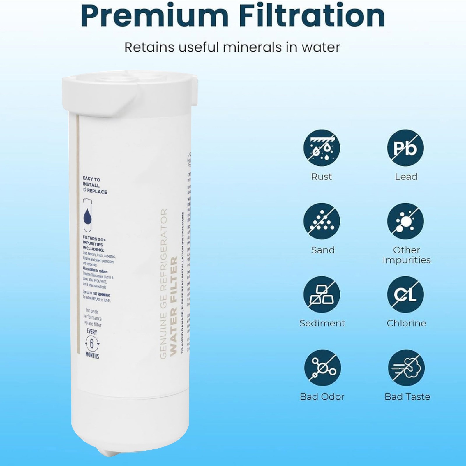 For GE XWFE Replacement Water Cartridge Refrigerator Filter Impurities Reduction
