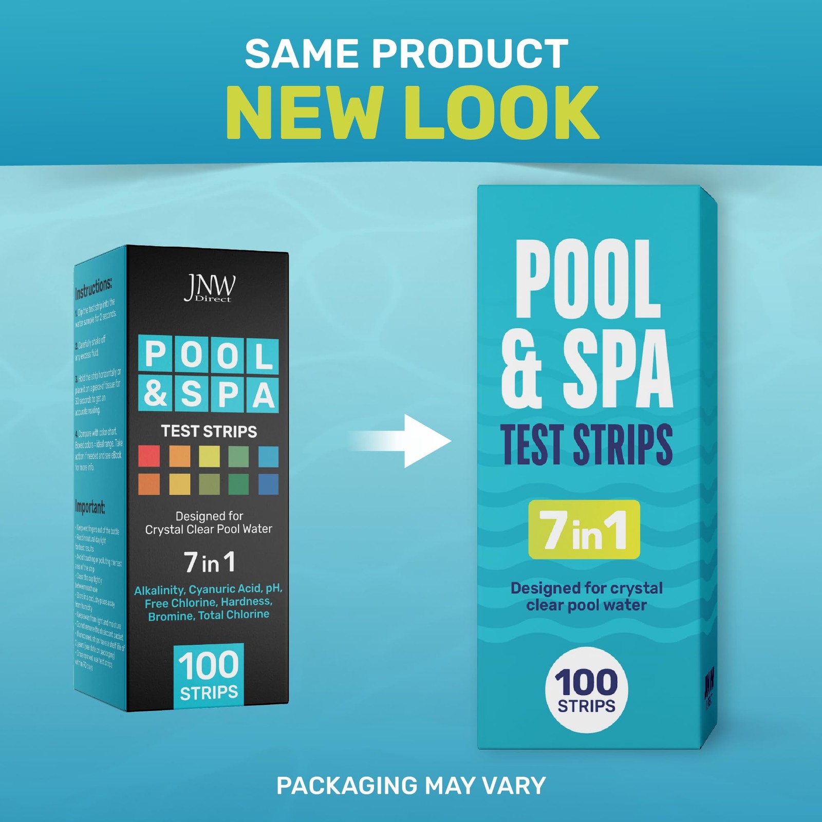 JNW 7-in-1 Pool Test Strips, 100 Quick & Accurate Strips for 100 strips