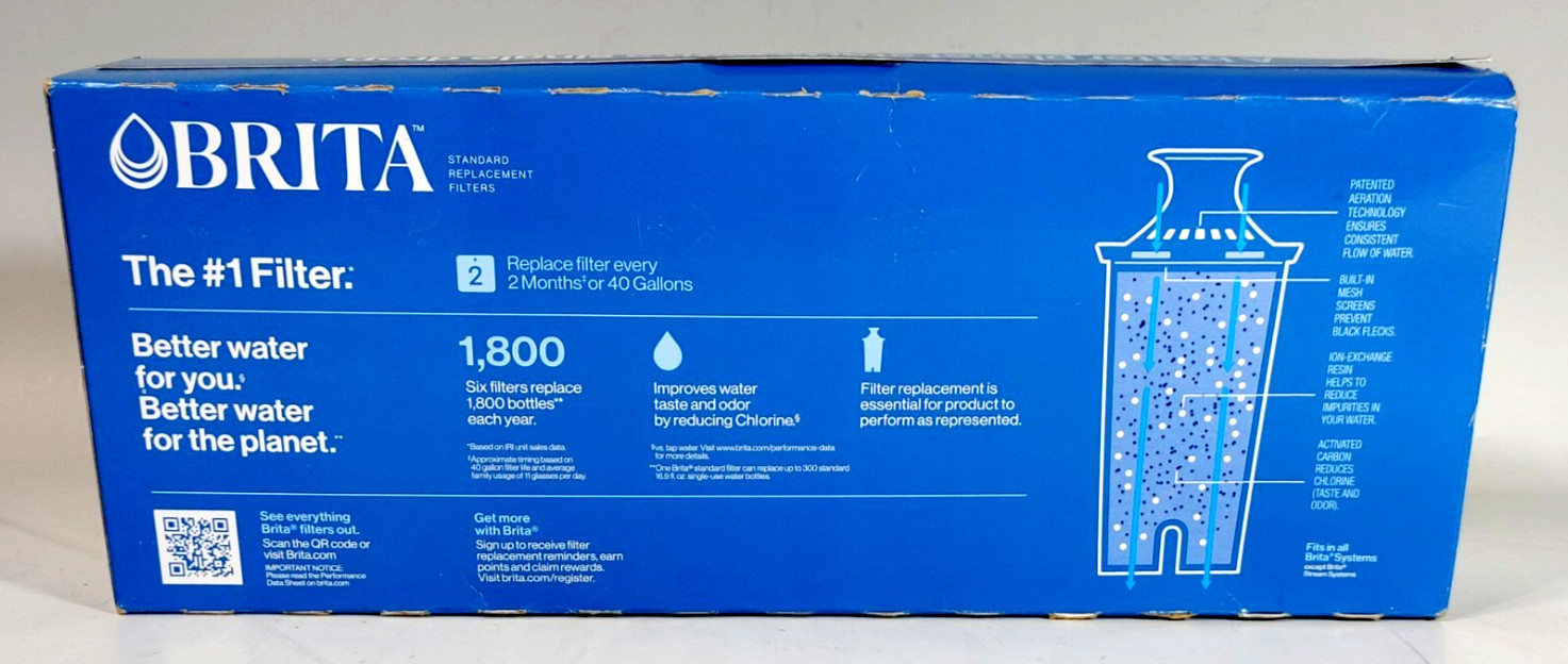 6 Lot OEM Brita 6 Pk Standard Replacement Filters Pitcher Dispenser Water Filter