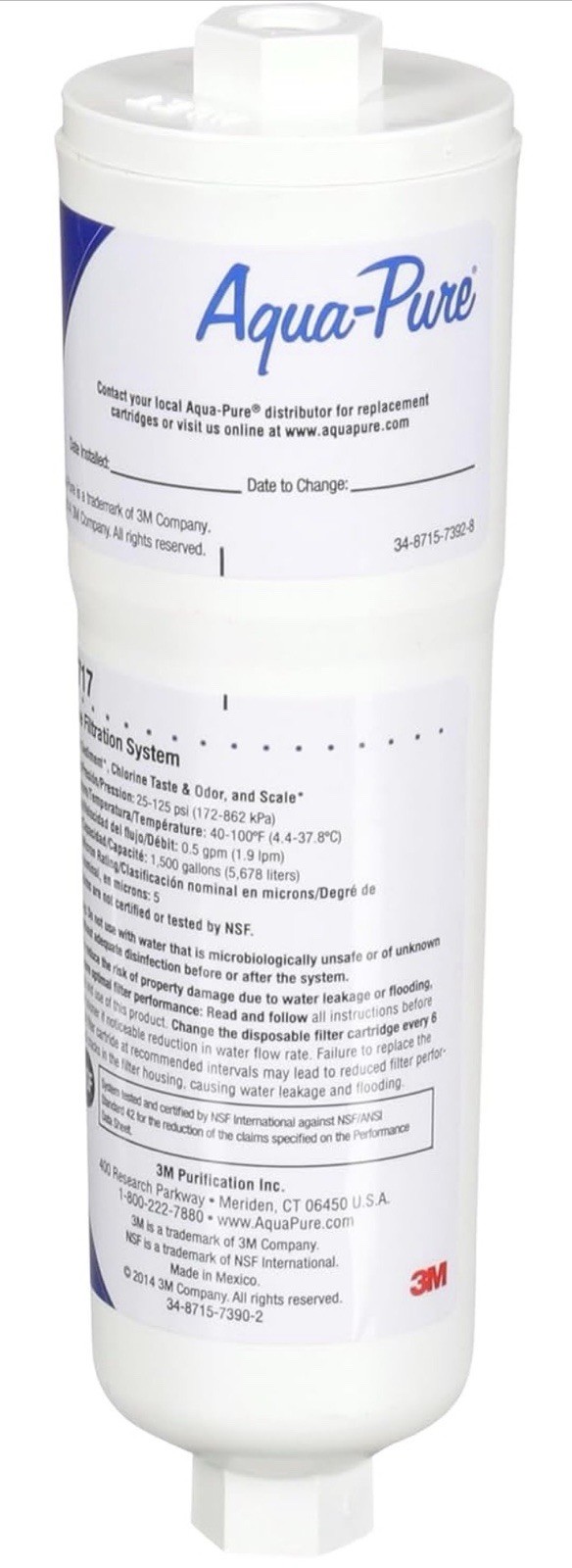 4x 3M Aqua-Pure AP717 In-Line Water Filters Chlorine Odor Sediment Scale 1500gal