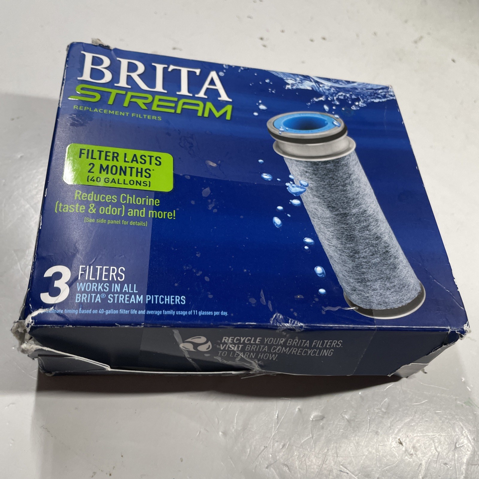 NEW Genuine Brita Stream Replacement Water Filters 3 Pack Works in All Pitchers