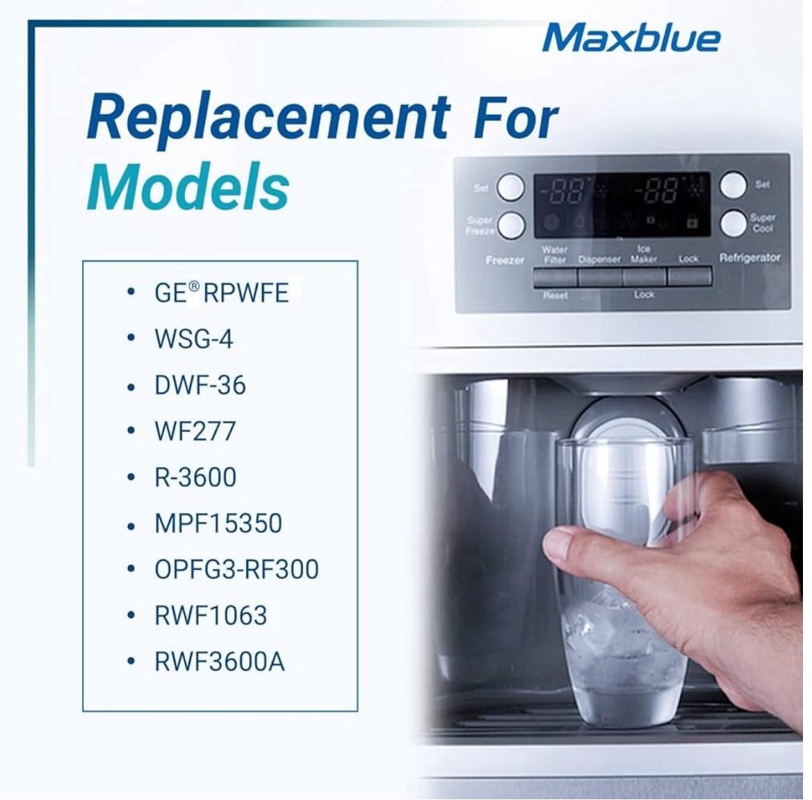 Maxblue Refrigerator Water Filter, Replacement for GE® RPWFE,RPWF(1)