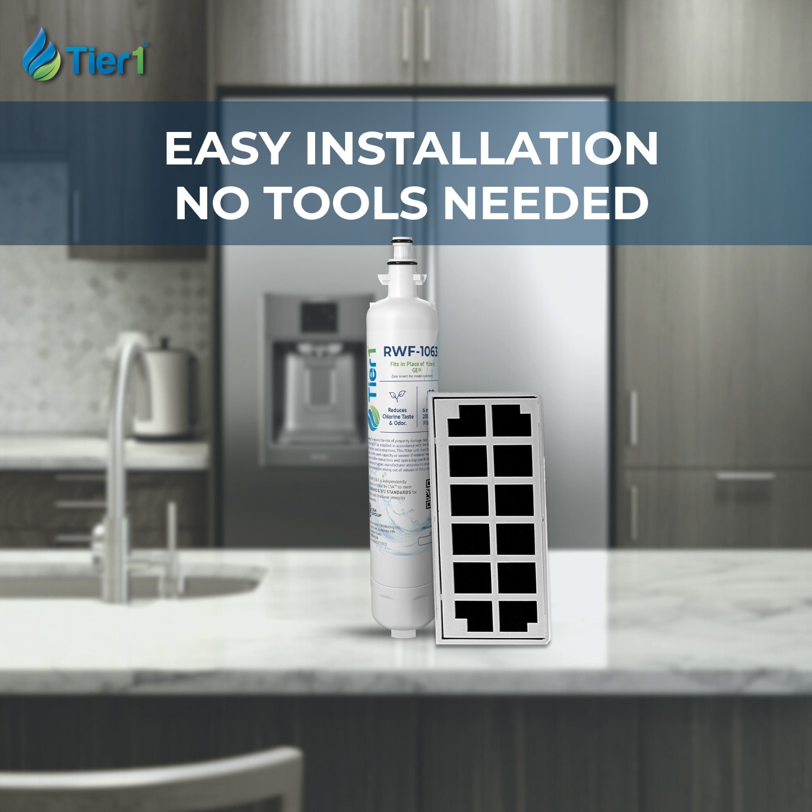 Fits GE RPWF SmartWater Comparable Tier1 Fridge Water & Air Filter Combo