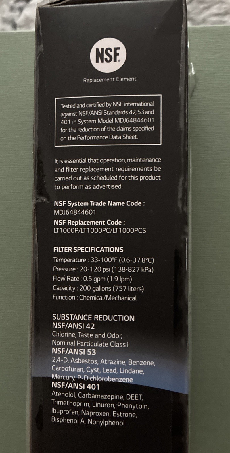 LG Water Filter Replacement Cartridge LT1000P/PC/PCS. New Sealed Free Shipping