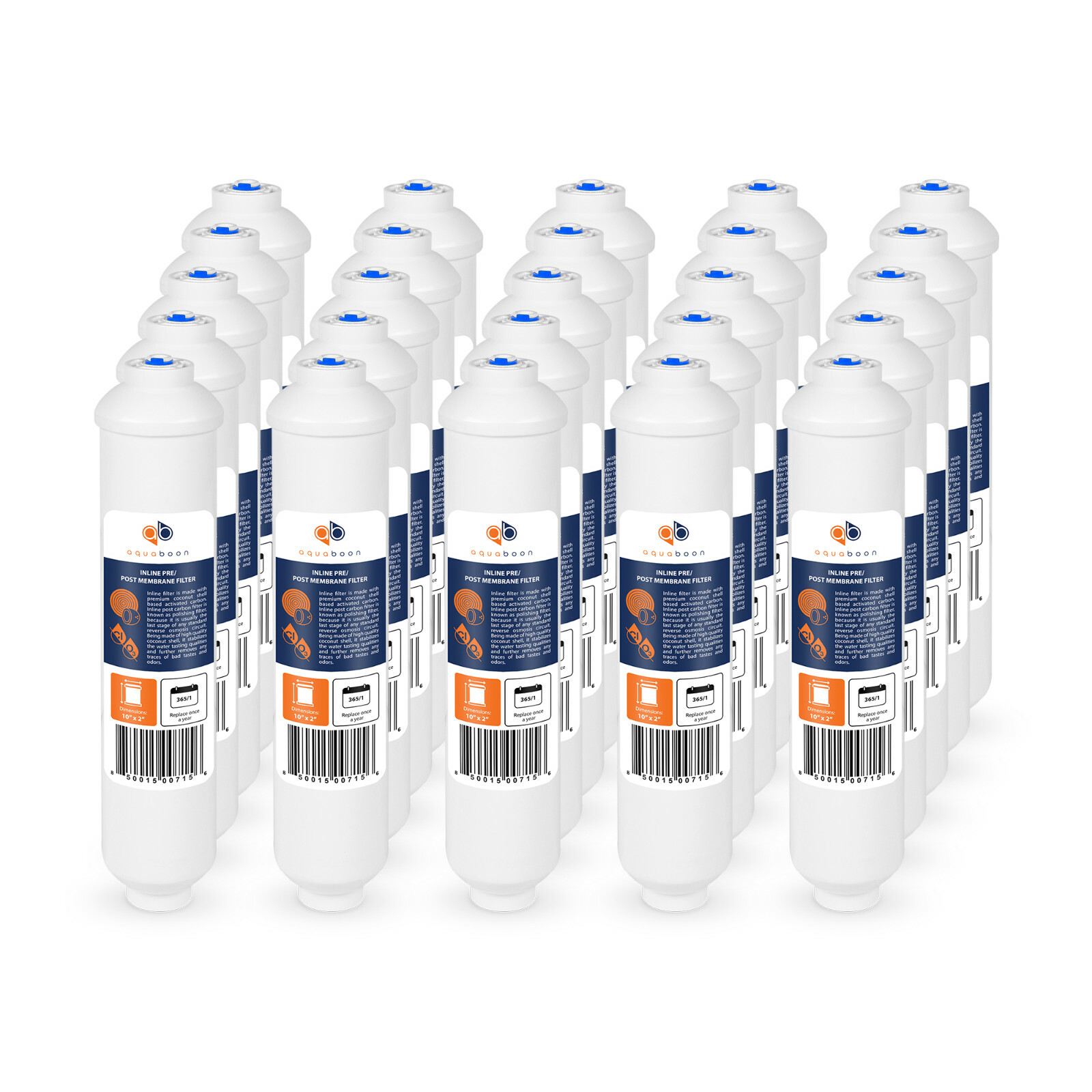 25 Pack of Inline Post/Carbon Polishing Water Filter for RO Standard Size QC