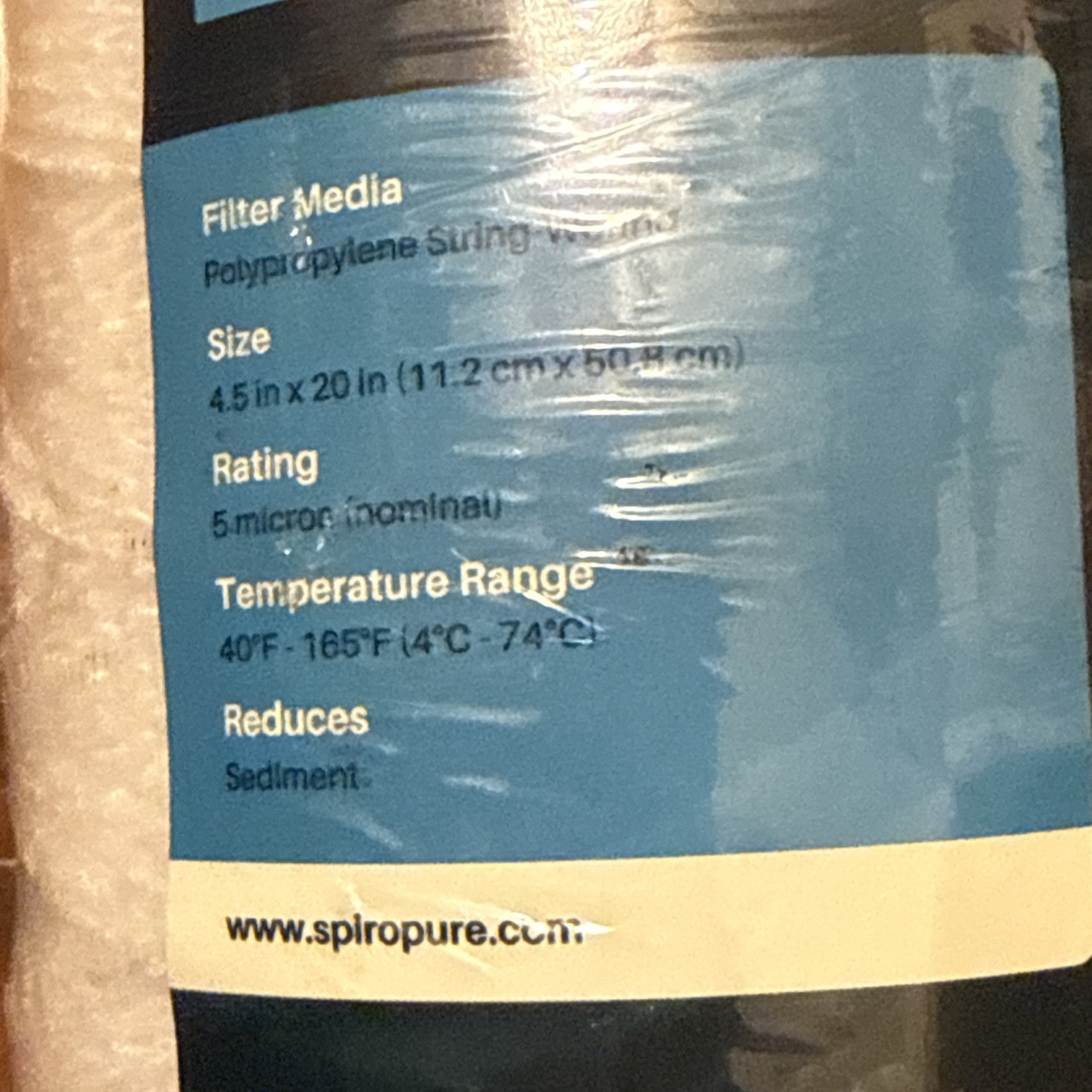 Lot of 2 SpiroPure SP-WP5-20BB 4.5inx 20in 5Micron String Wound Filters