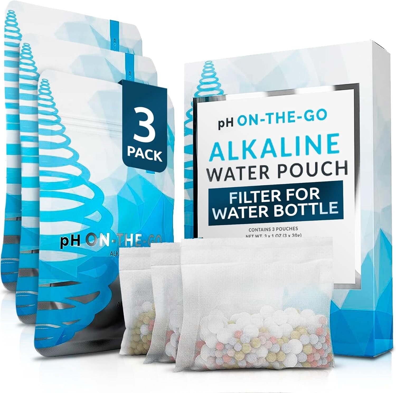 Portable pH On-The-Go Water Filter – Alkaline Pouch for 98 Liters of Pure Water