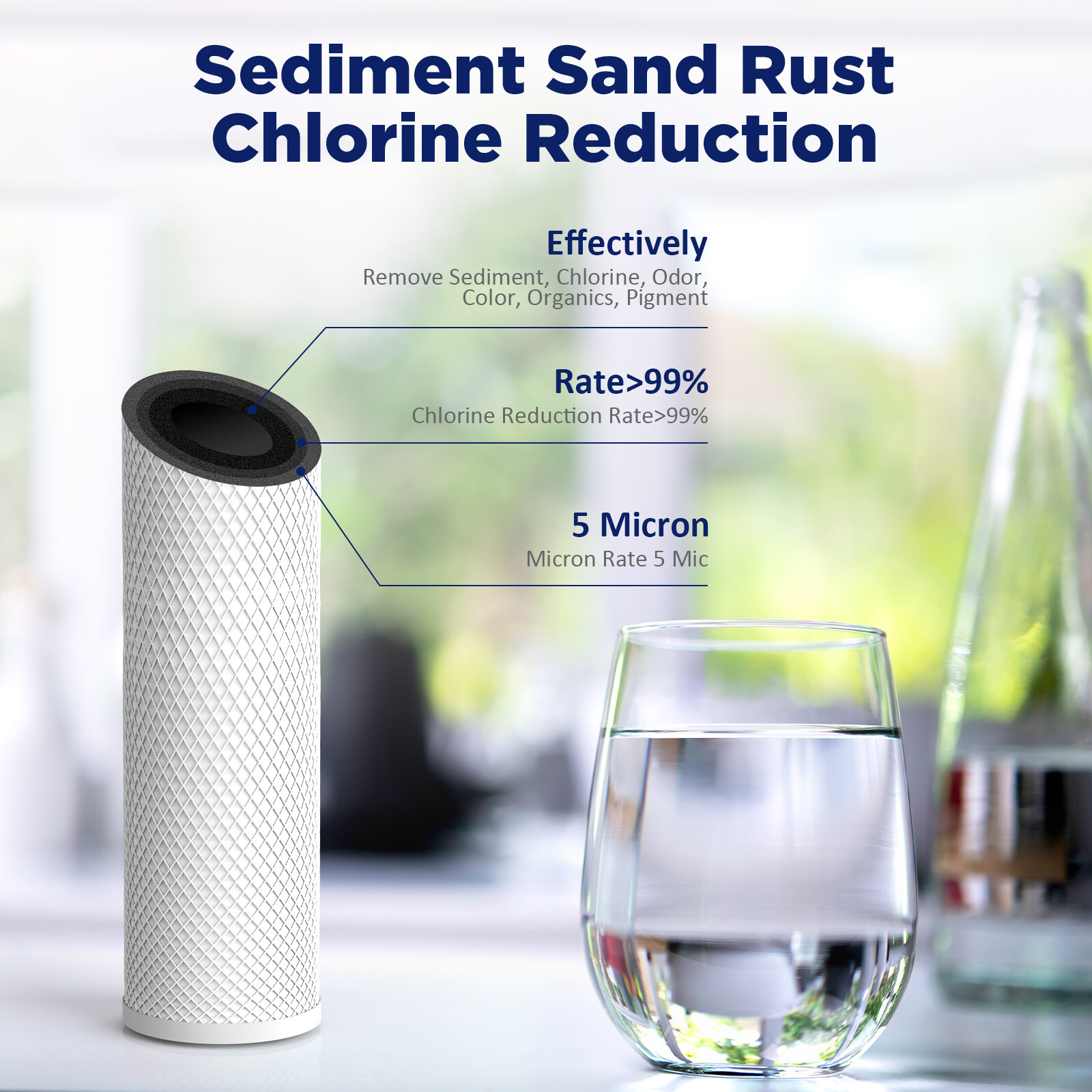 5 Micron 20″ x 4.5″ Big Blue CTO Carbon Block Water Filter Whole House 1-9 Pack