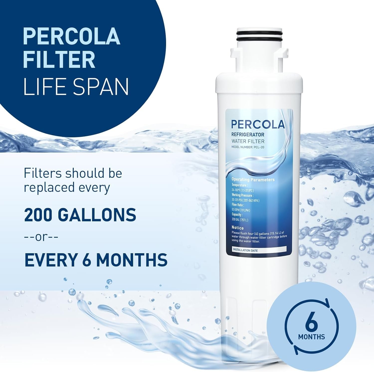 0.5 Micron Water Filters – Reduces Chlorine, Fits Multiple Fridge Models