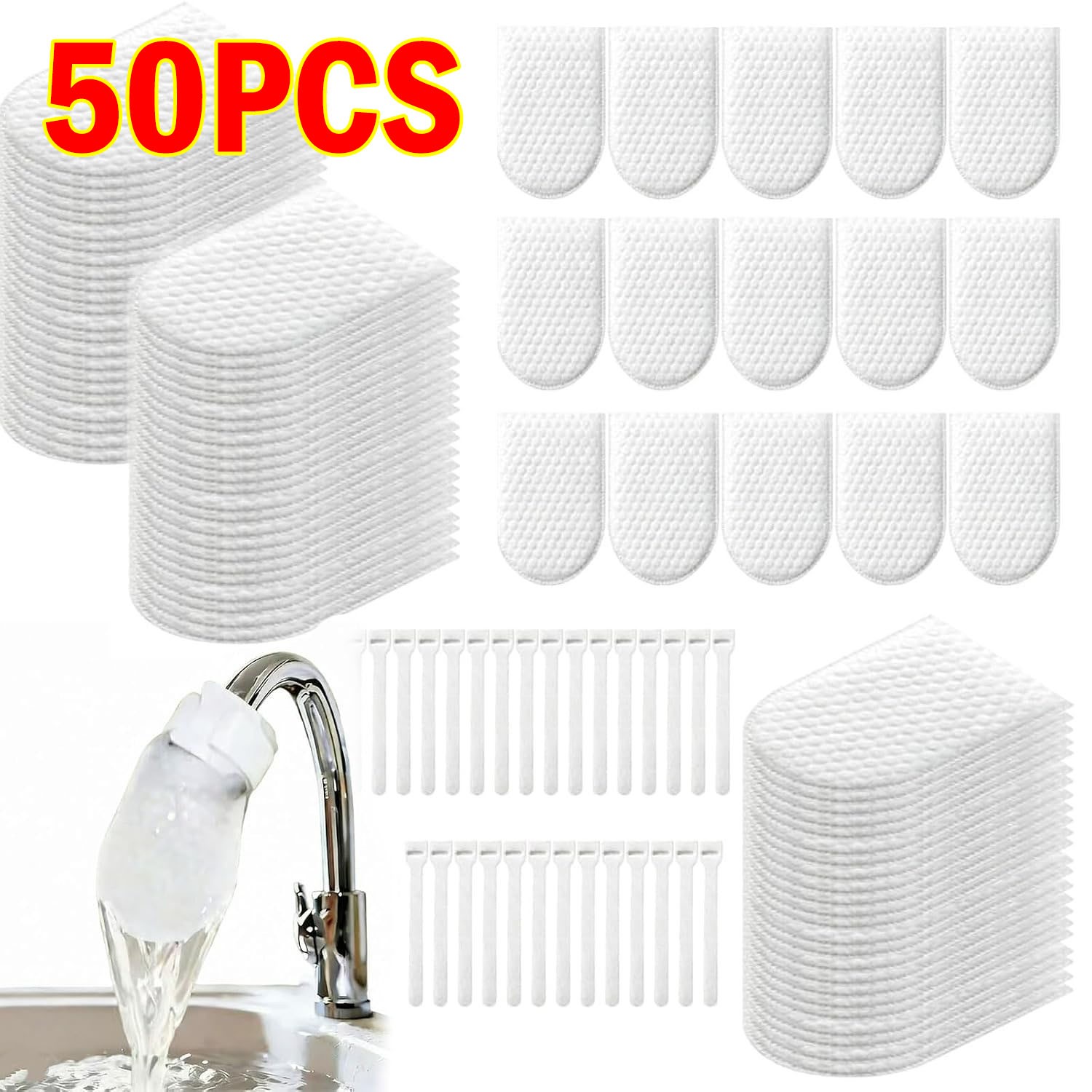 50PCS Cotton Filter Bag For Faucet, DIY Faucet Filter Cotton Bags Water Filters