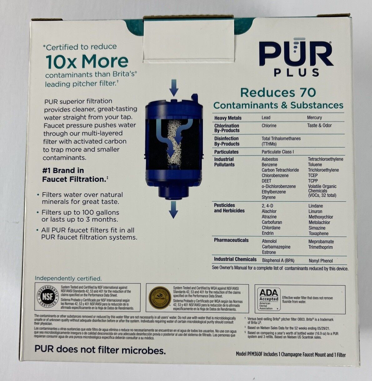 PUR Plus Faucet Filtration System Max Ion Filter Technology Champagne Finish C25