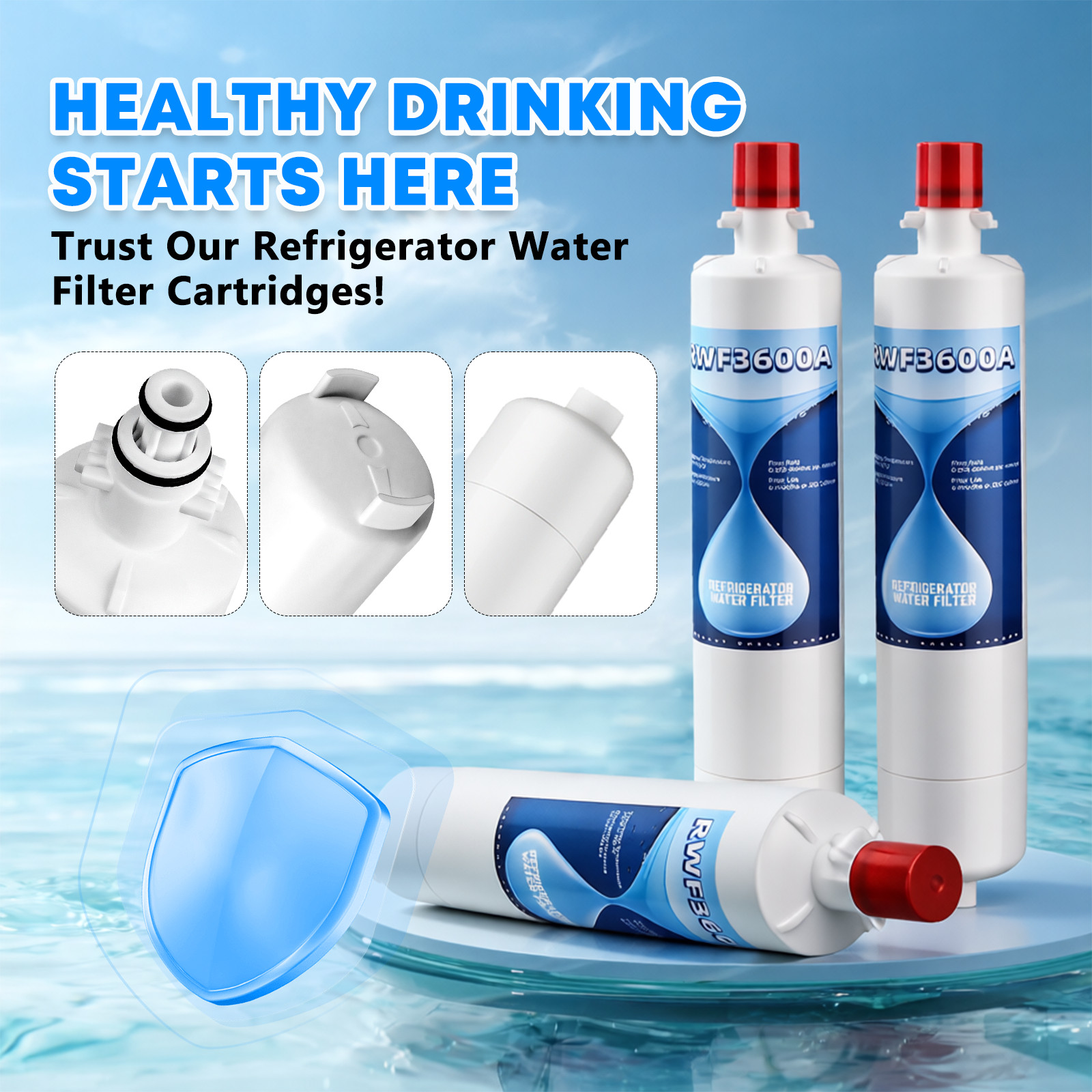 8 Pack Refrigerator Water Filter Replacement for GE RPWF WF277 RWF3600A