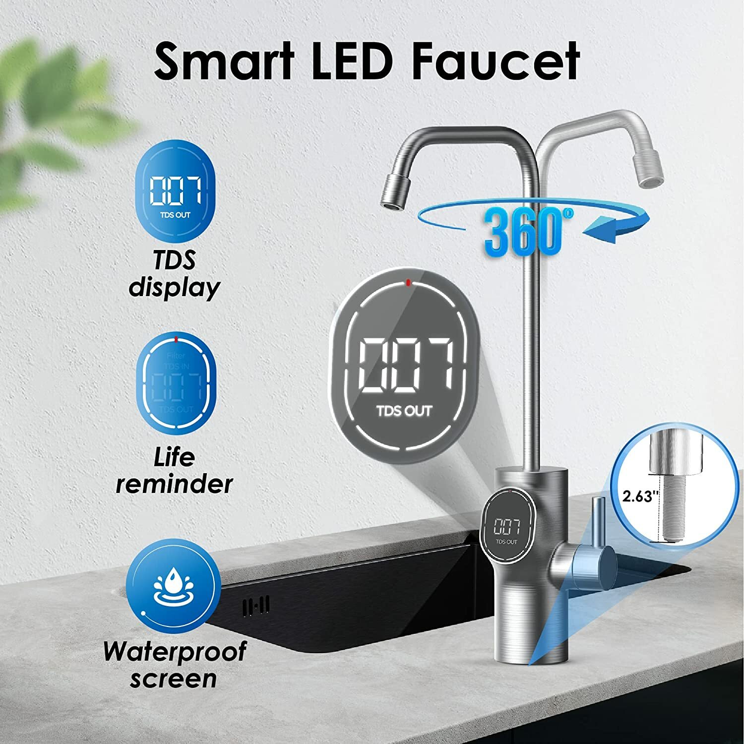Waterdrop D6 Reverse Osmosis Water Filter System, 600 GPD Reverse Osmosis System