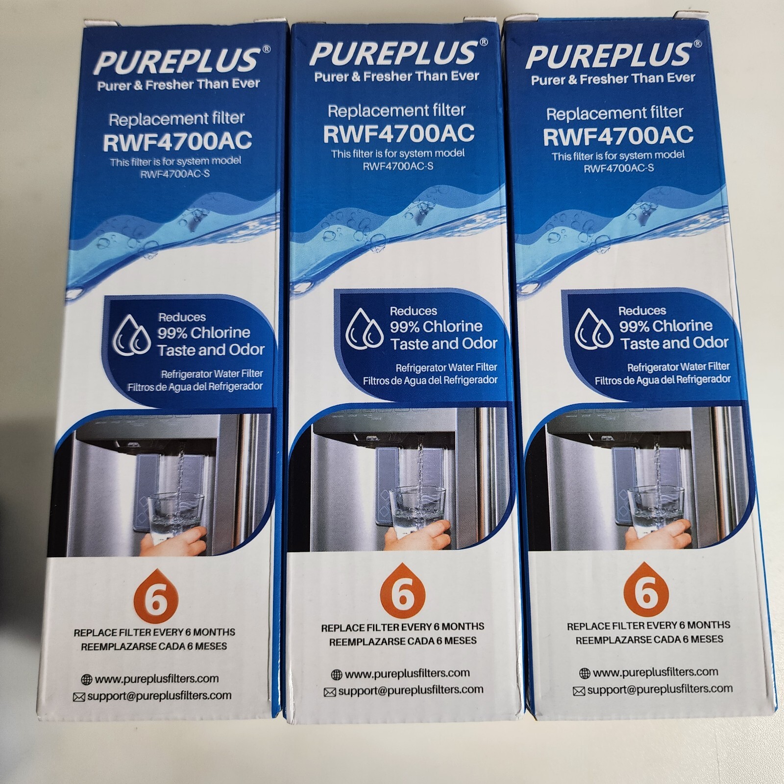 PurePlus RWF4700AC Water Filter 3 Pack + Carbon Filter 3 Pack AF004